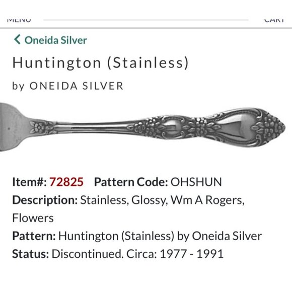 Oneida Silver Huntington Stainless Steel Butter Spreader Knife flatware - Picture 2 of 4